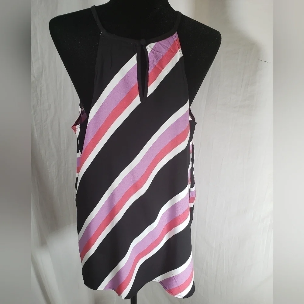 Torrid Pink and Black Striped Sleeveless Shirt Sz Torrid 0/L - Picture 5 of 9